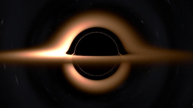 Black hole with an accretion disc in front of the Milky Way