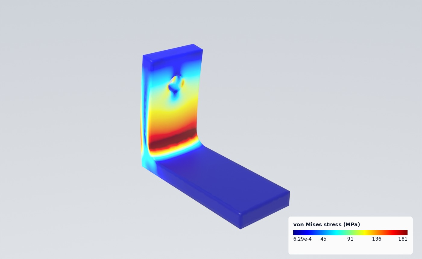 L bracket in CalculiX, gmsh C3D10