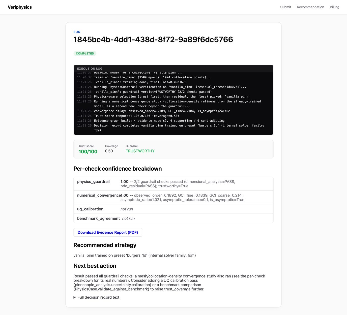 Relatório de verificação